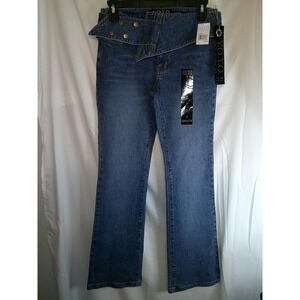 YOYO Flared Jeans‎ Cross Waist Stretch Denim Blue Jeans Size 7 NWT